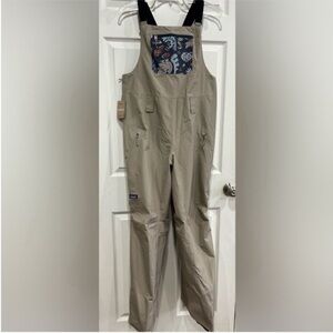Patagonia Women's Large Powder Town Ski Bibs Seabird Grey NWT Snow Snowboard